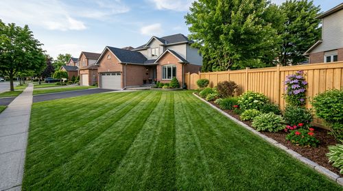 Freshly maintained residential lawn for weekly upkeep.